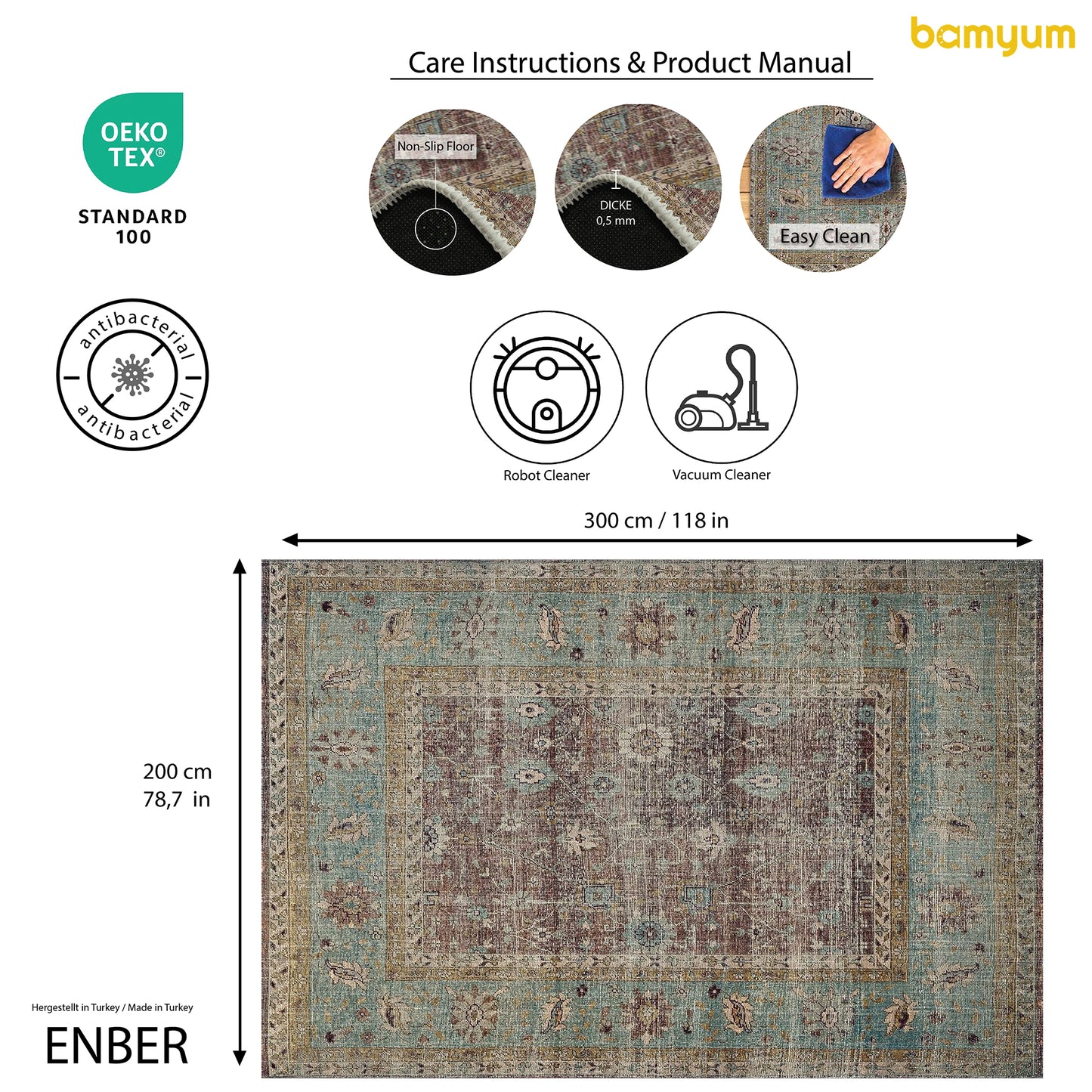 Tapis imprimé ENBER en chenille, fabriqué à la machine 