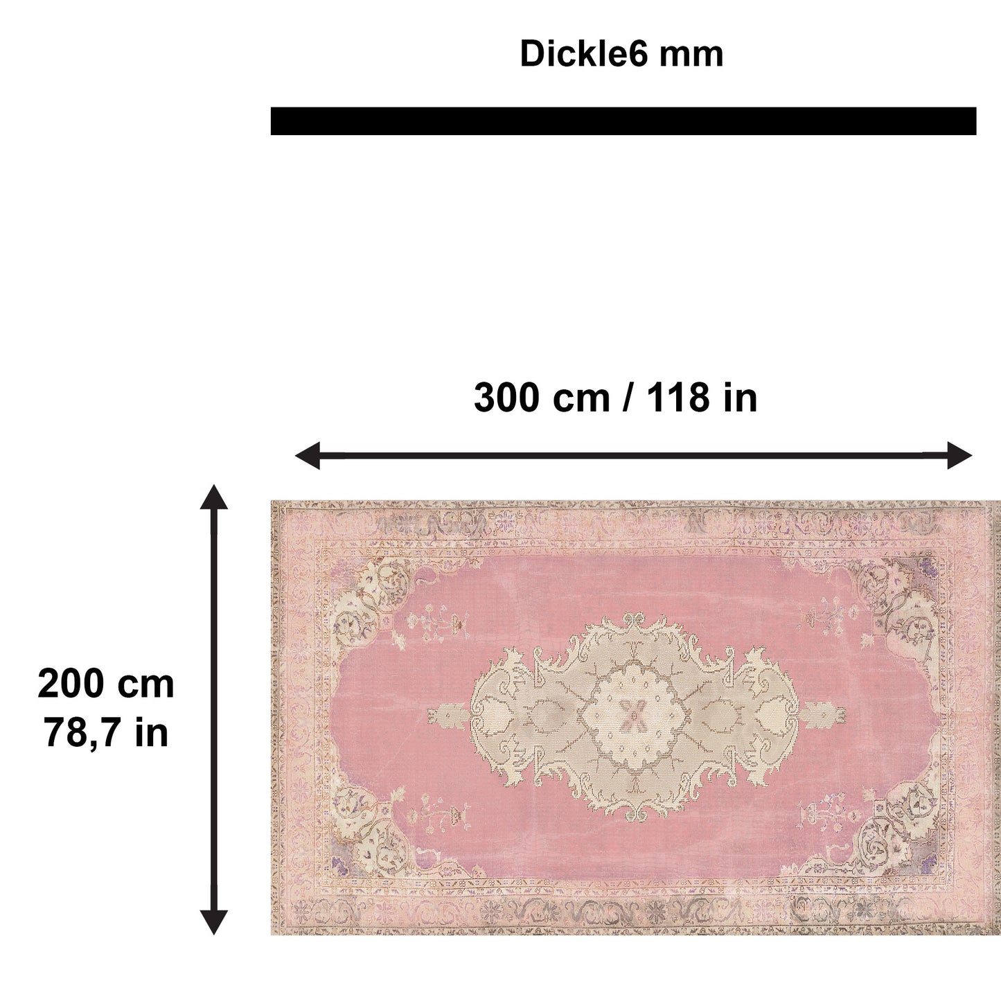 Tapis imprimé Lix en chenille, fabriqué à la machine