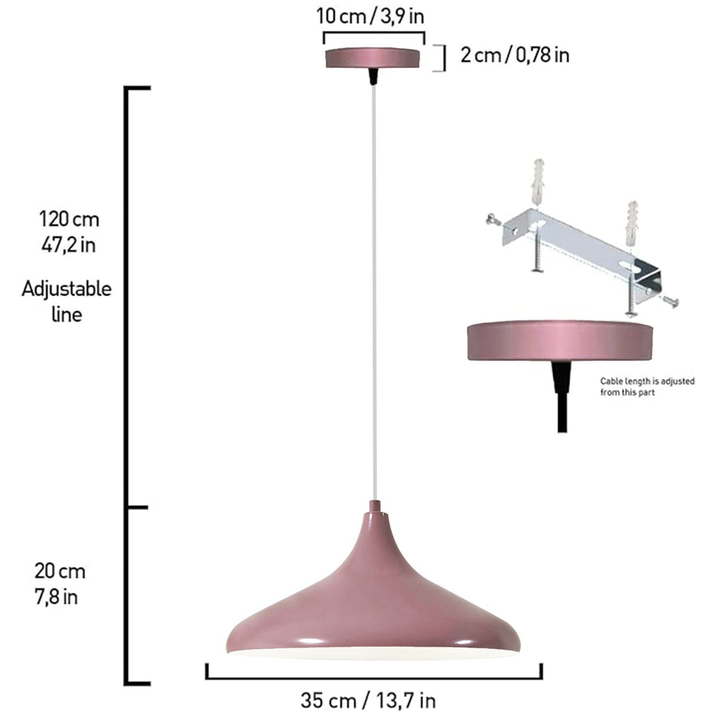 Tavolo da pranzo con lampada a sospensione dipinta a mano scandinavo