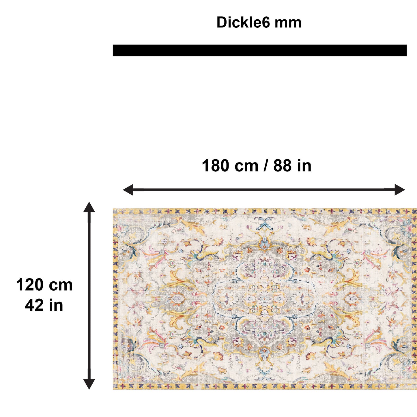 Tapis imprimé Renne, impression chenille, fabriqué à la machine 