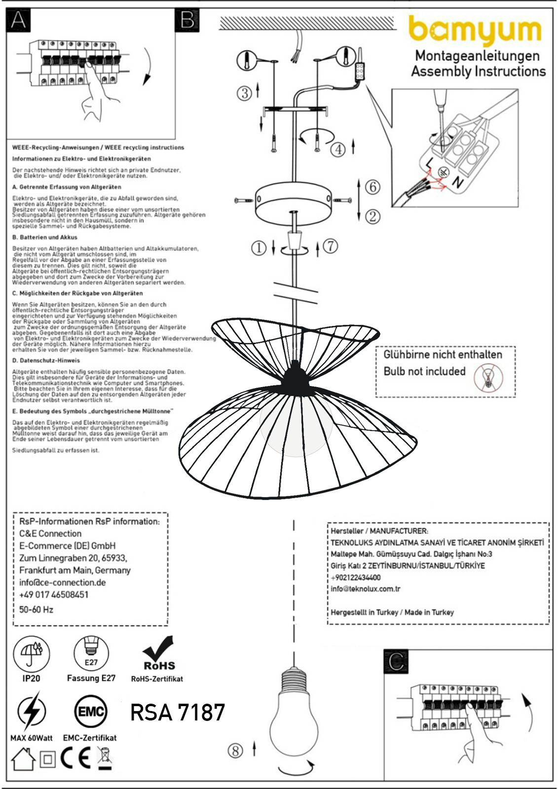 Lampe suspendue Bamyum moderne