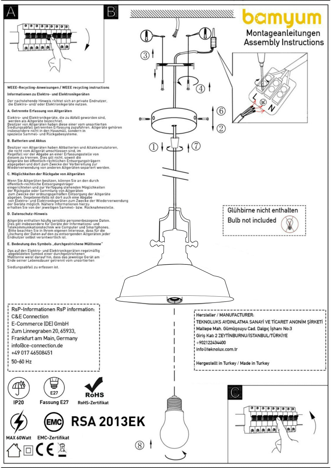 Hängelampe Industrial Pendelleuchte Esstischlampe