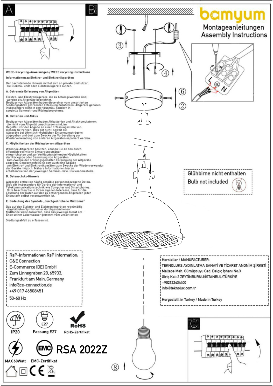 Lampada pendente da pranzo, lampada da soffitto, soggiorno