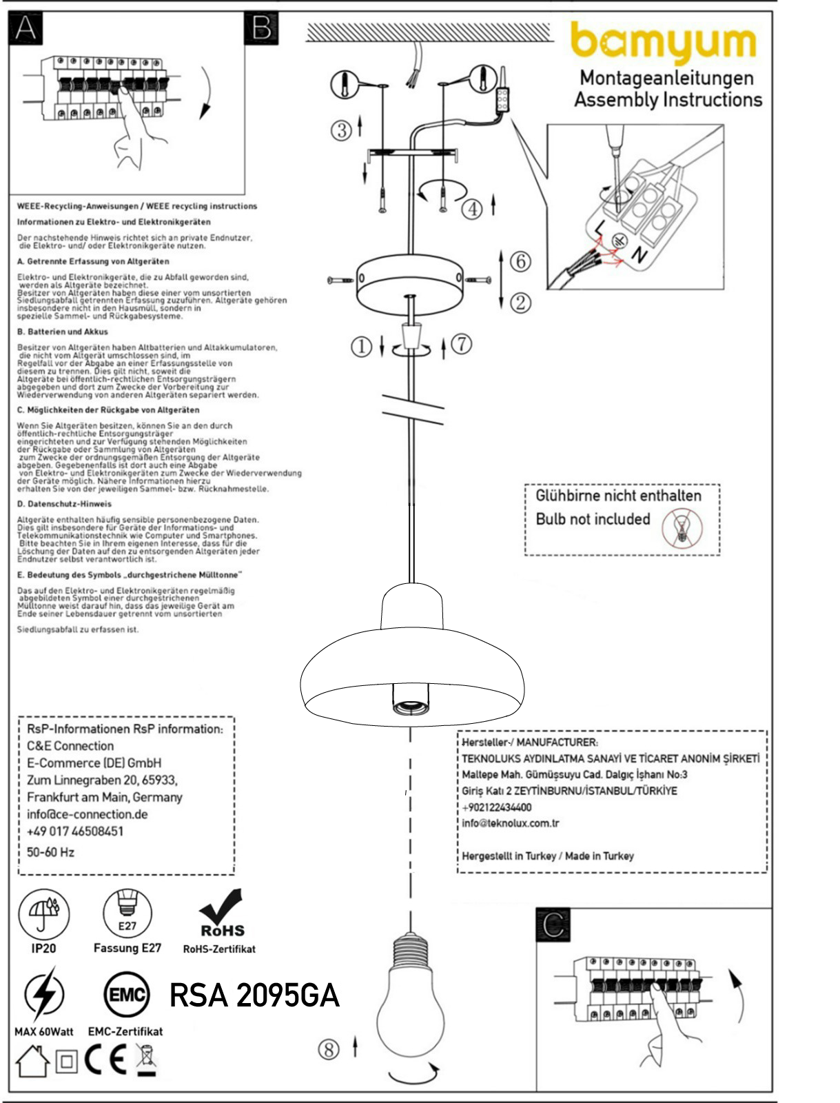 Bamyum lampada a sospensione moderna