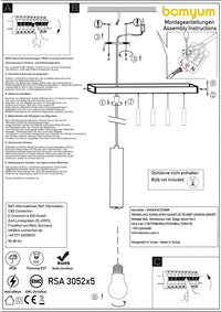 5 Table de Salle à Manger avec Lampe Suspendue Flammig