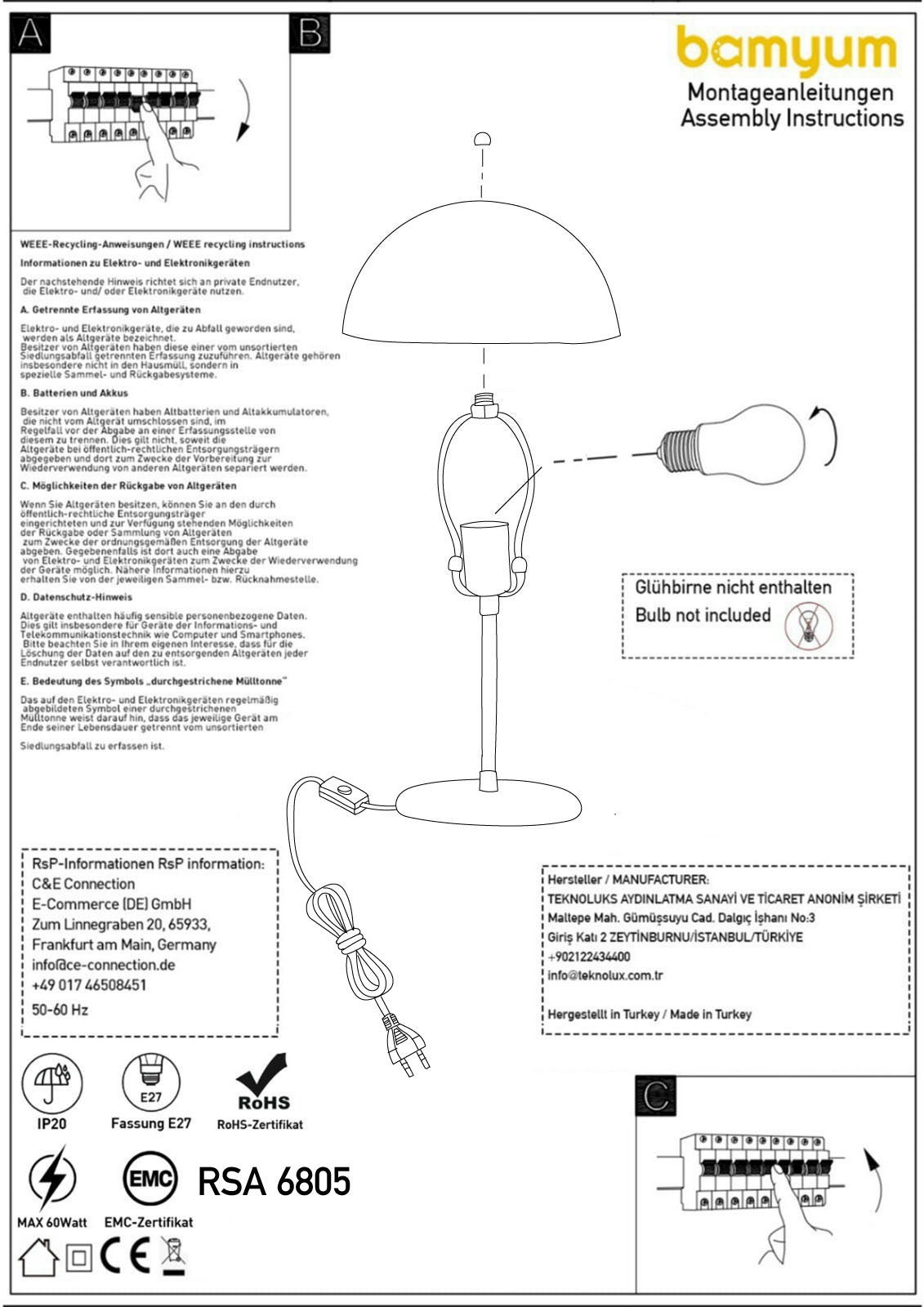 Lampe de table champignon Bamyum