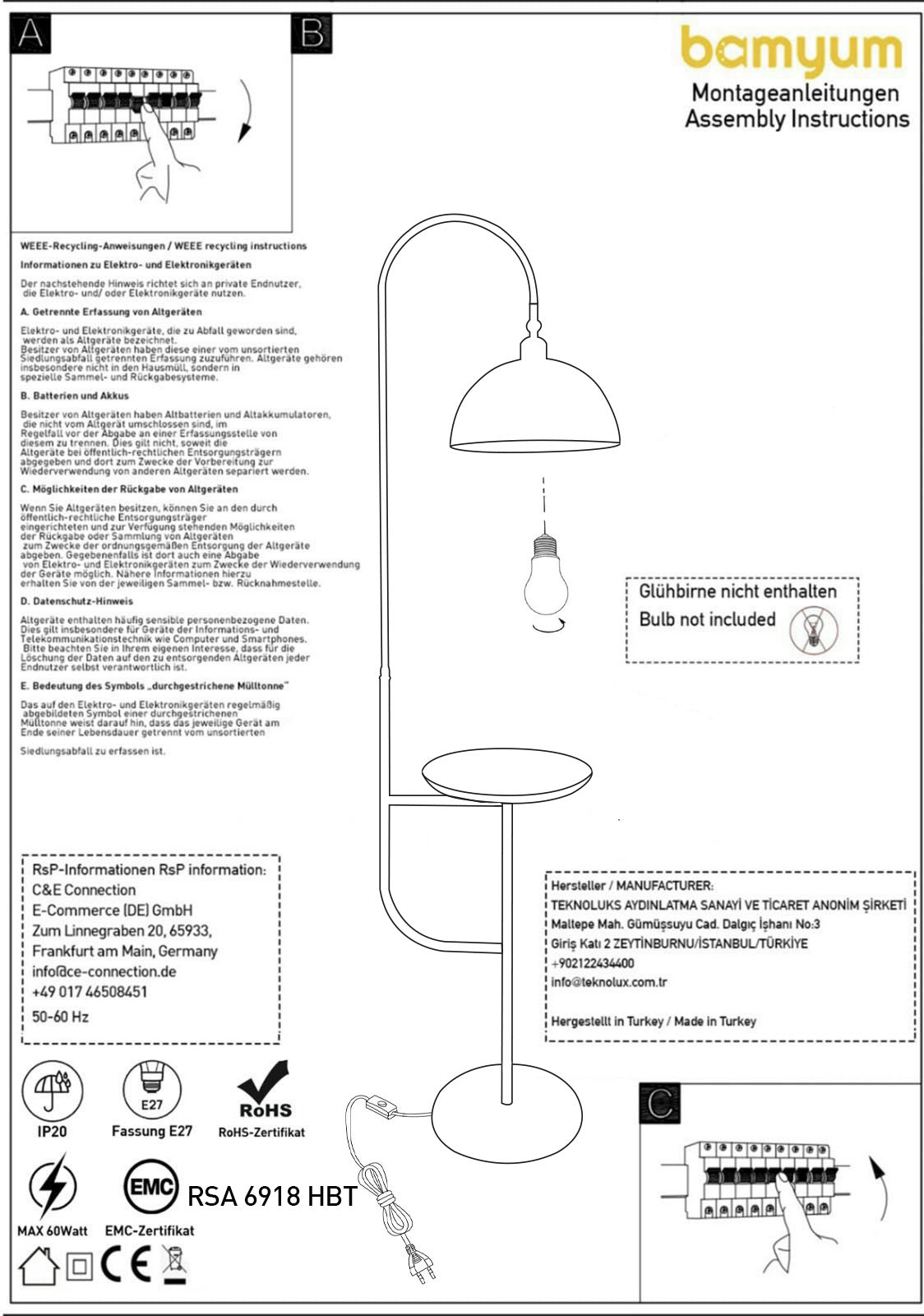 Lampada da tavolo a fungo in metallo