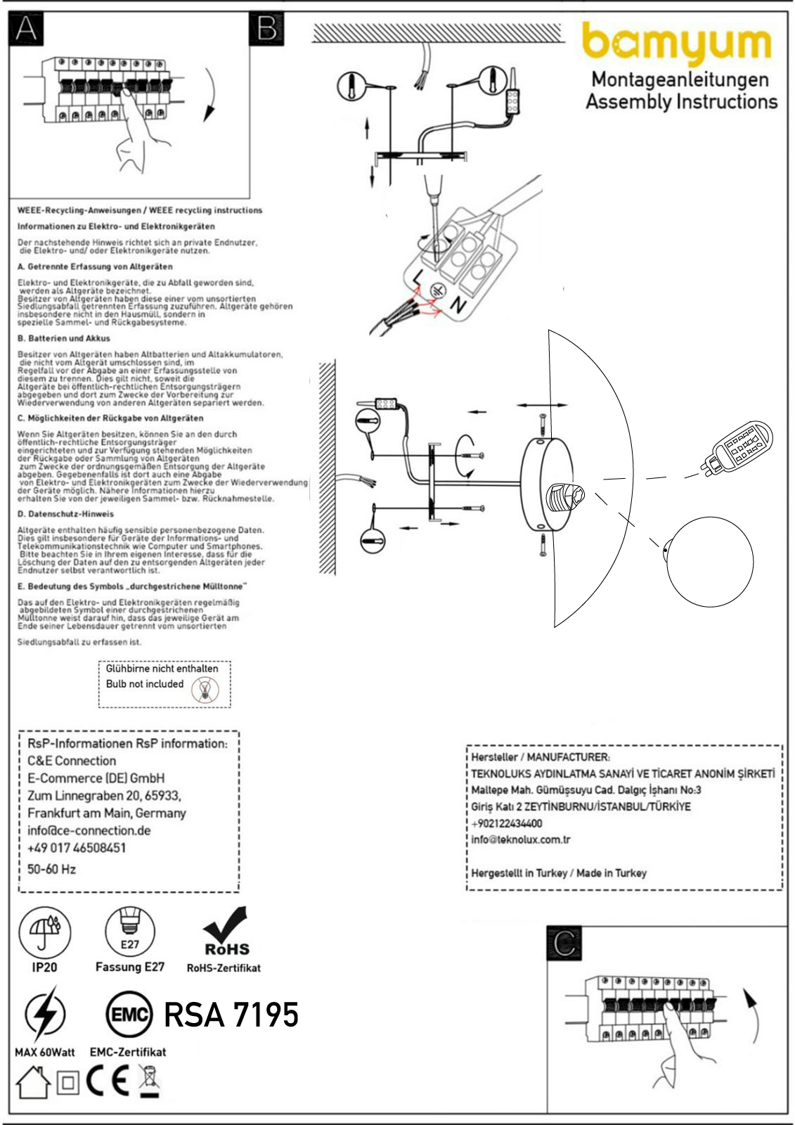 Lampada da parete per interni in metallo