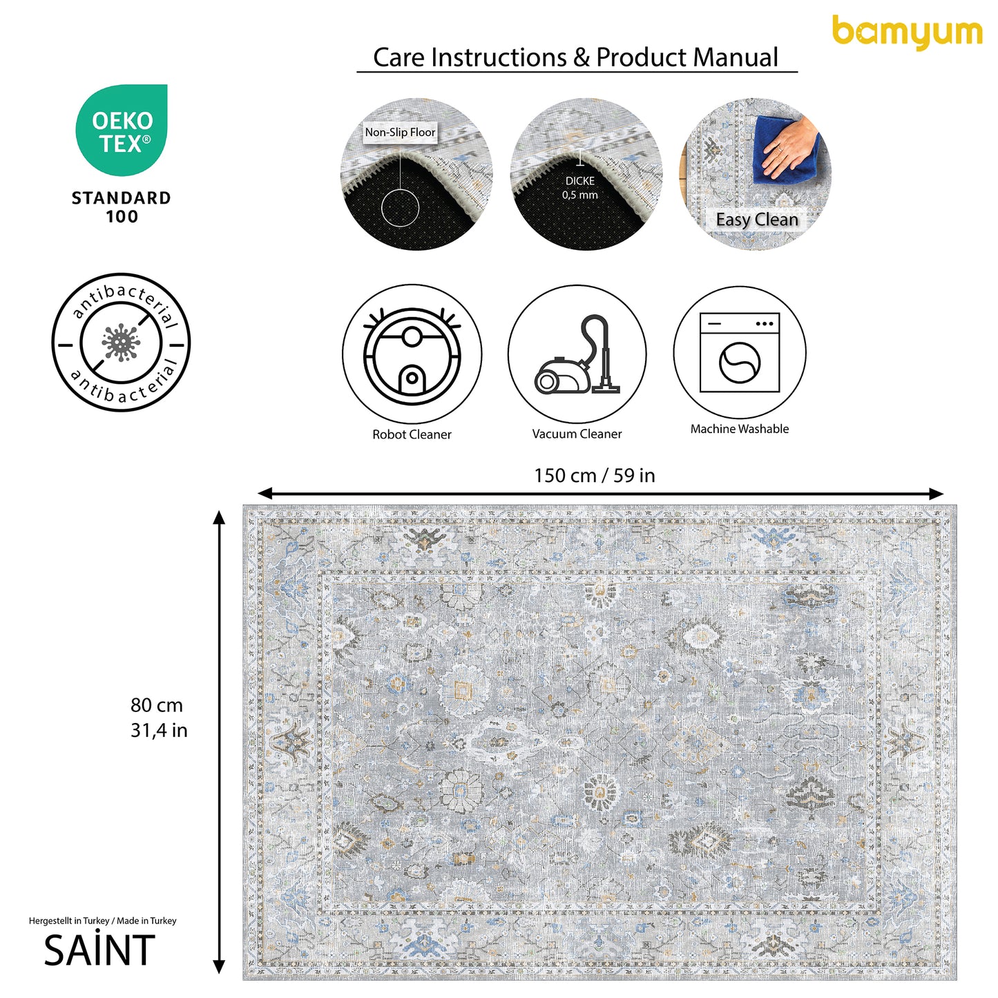 Tapis imprimé Saint Chenille imprimé à la machine 