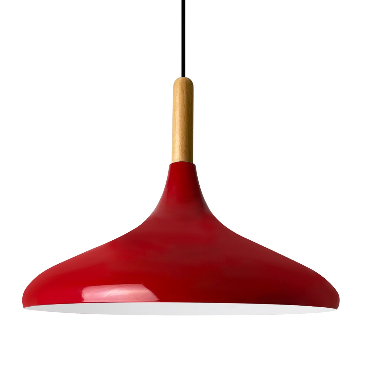 Pendentif lampe lumineuse I Champion I bois &Oslash; 35 cm métal E27 lampe suspendue