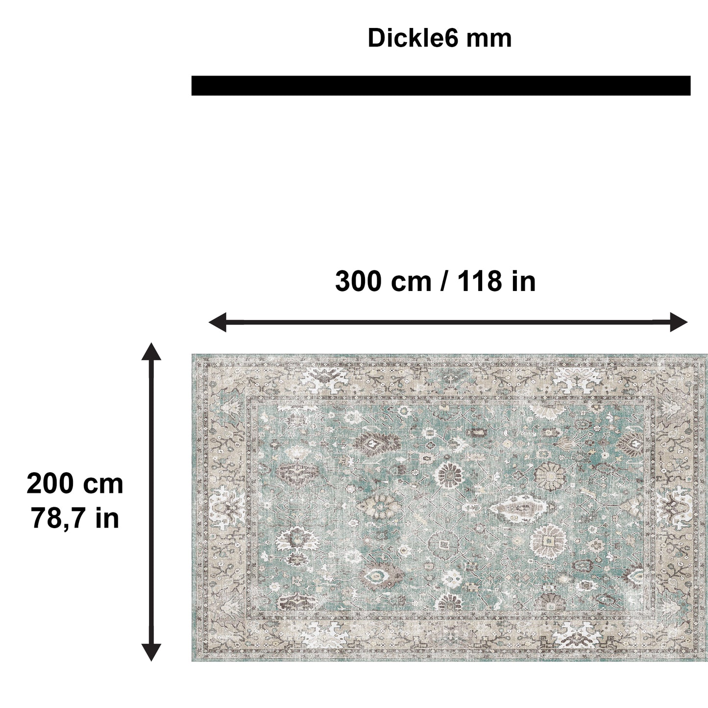 Tapis imprimé Zuleo en chenille, fabriqué à la machine 