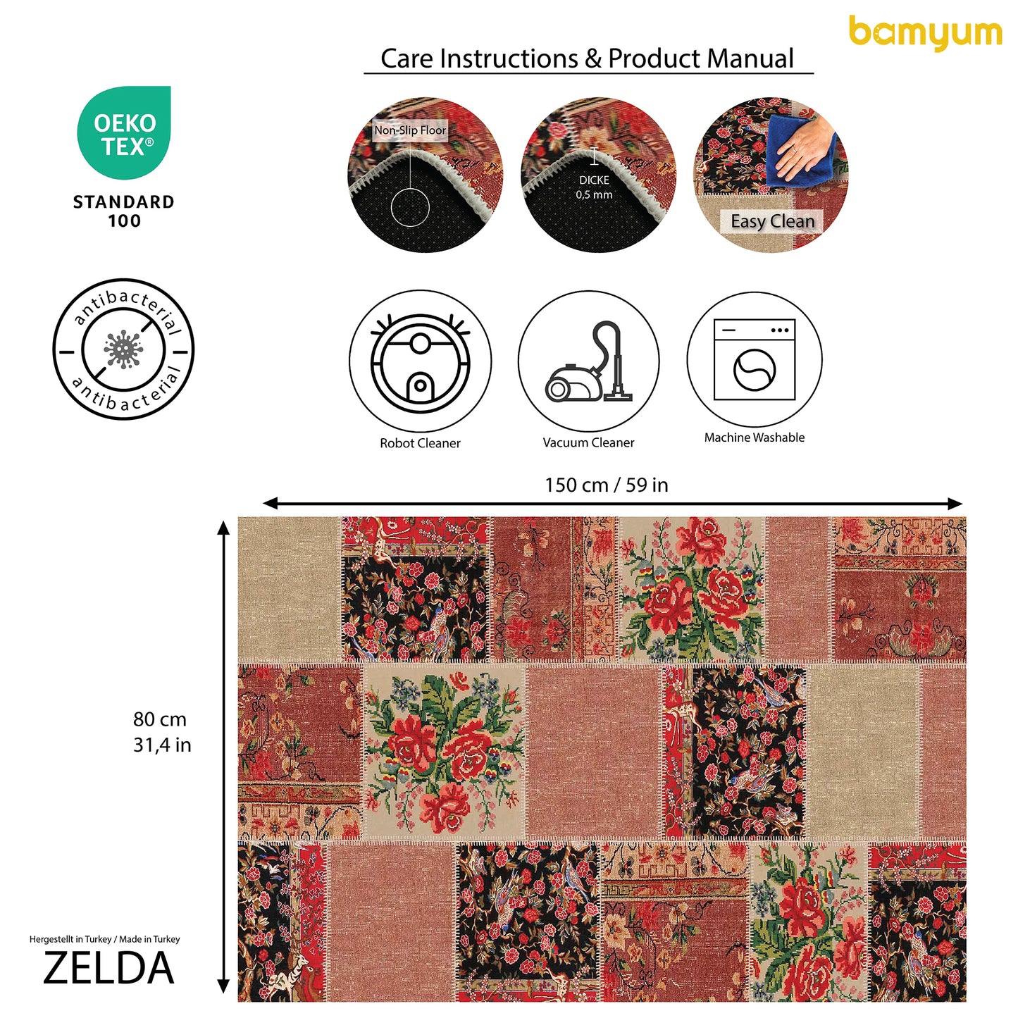 Zelda Bedruckter Teppich Chenille-Druck Maschinell Hergestellt