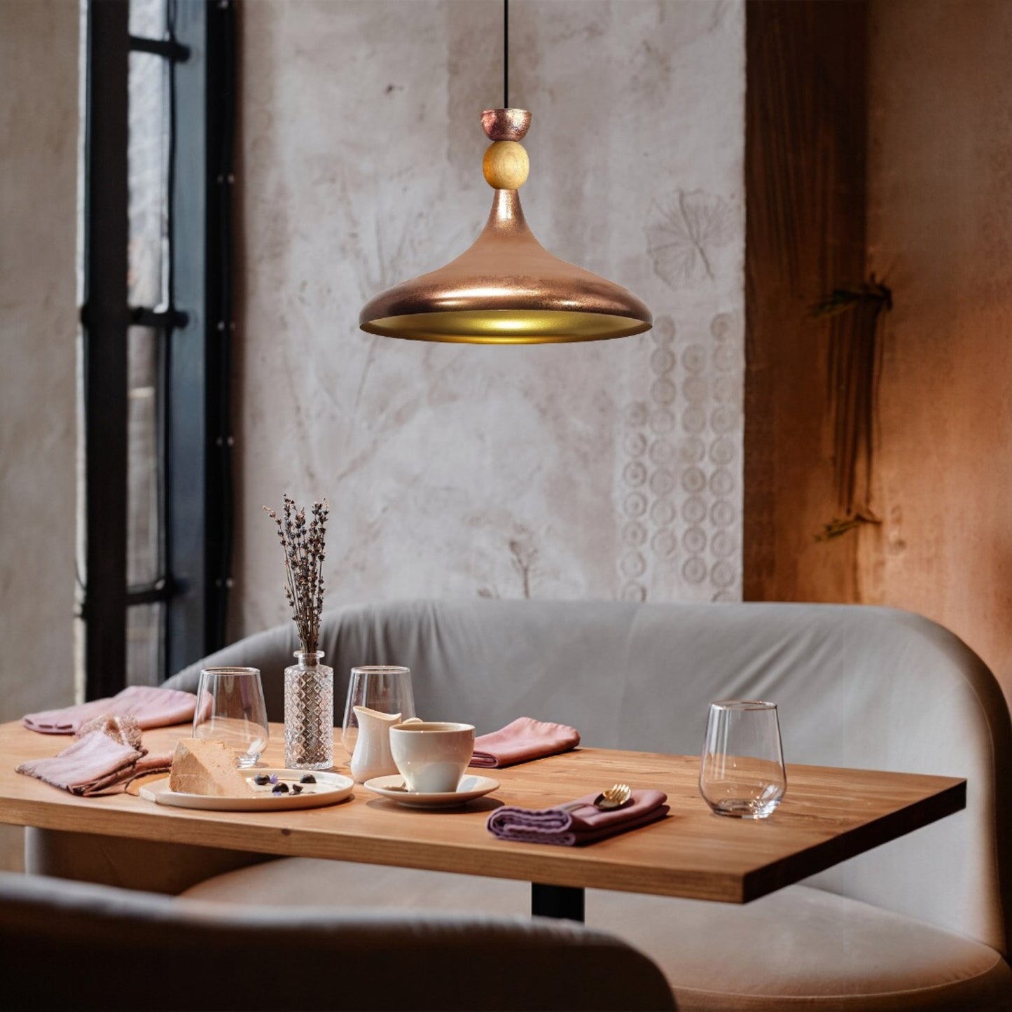 Pendelleuchte Champion aus Holz und Metall, 35 cm Hängelampe