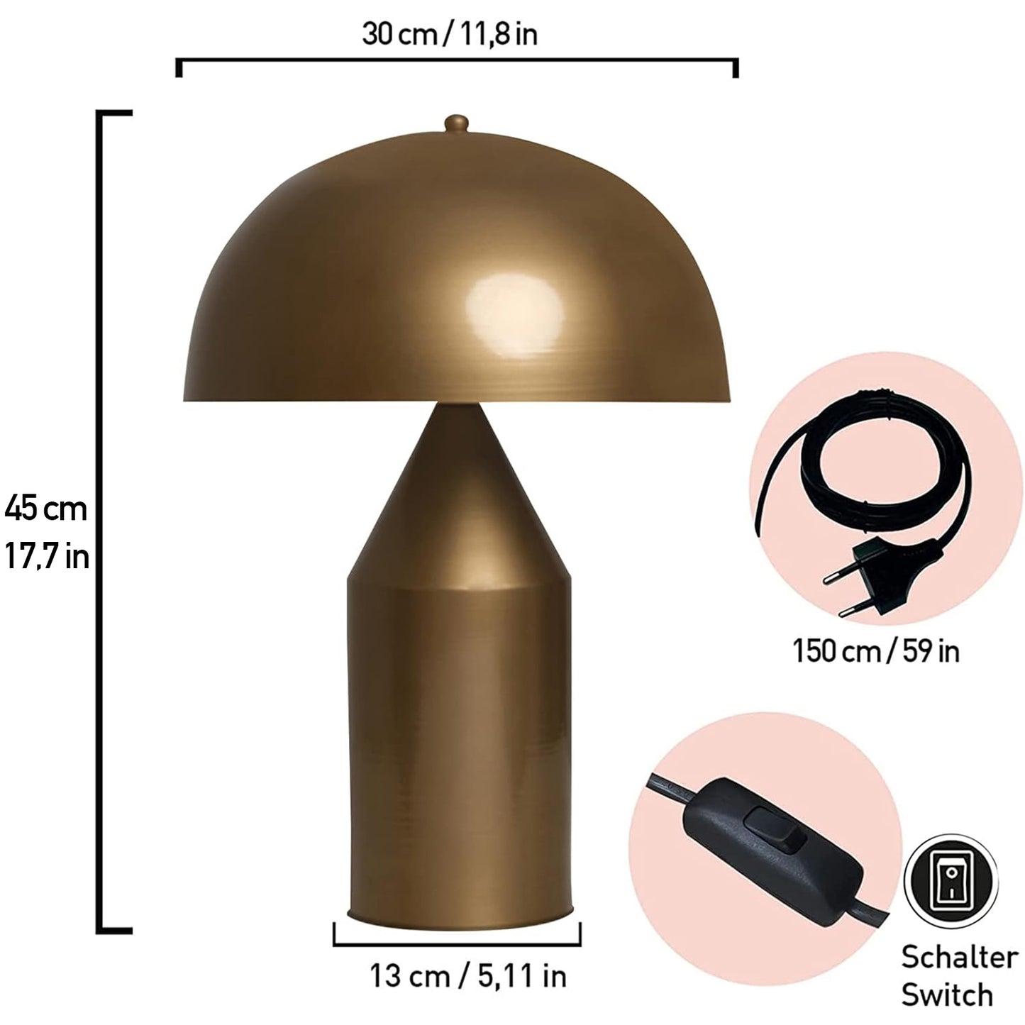 Pilz Tischlampe Metall