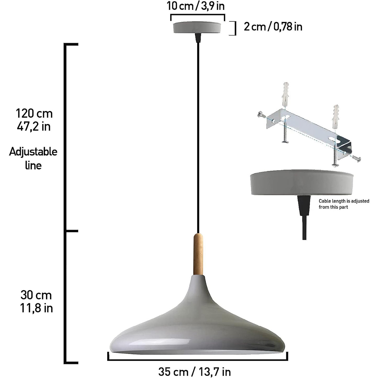 Lampada a sospensione I Champion I legno &Oslash; 35 cm metallo E27 lampada a sospensione