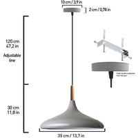 Pendelleuchte Metall Lampe I Champion I Holz Ø35 cm Metall E27 Hängelampe