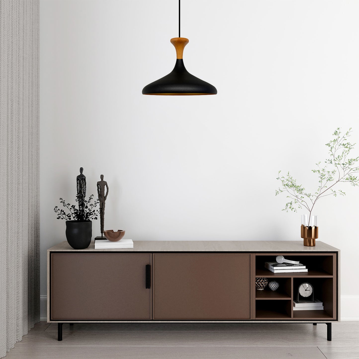 Pendelleuchte Champion Pendelleuchte aus Holz, 35 cm Hängelampe Metall E27