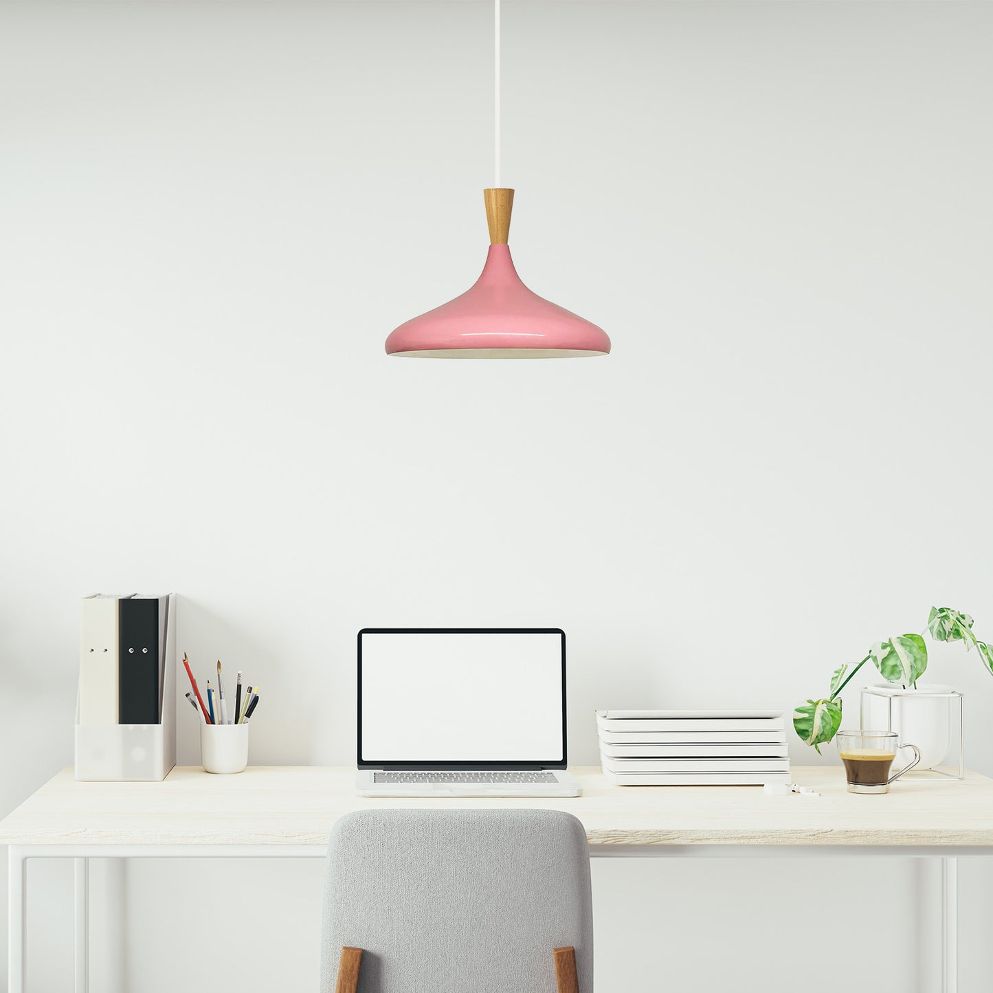 Pendelleuchte Champion Kegel Holz-Kopfteil 35 cm Metall E27 Modern Pendelleuchte