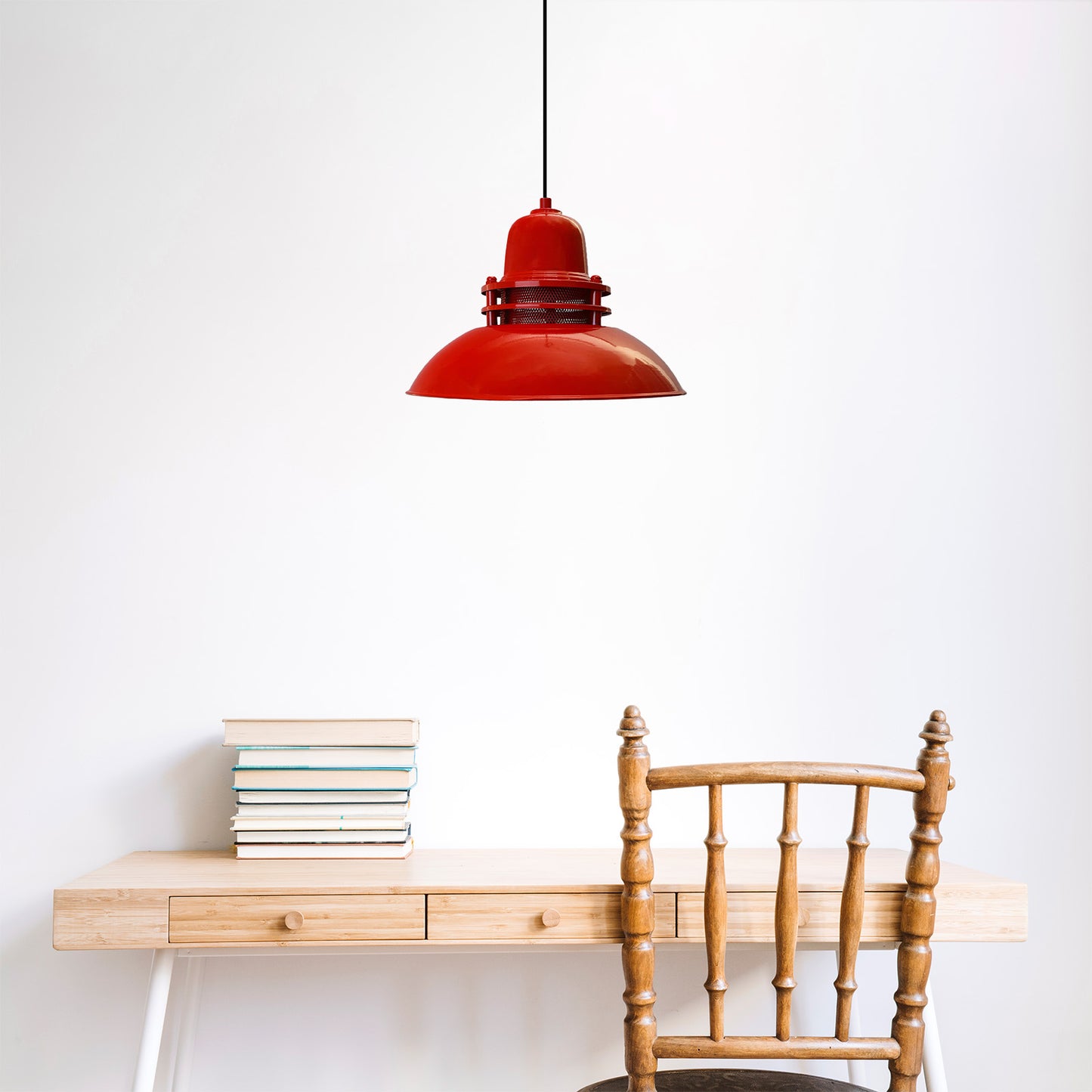 Pendelleuchte Bamyum Hängelampe Rot Metall Ø34 cm E27 Retro Lampe