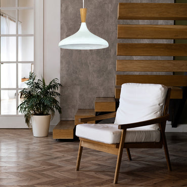 Pendelleuchte Champion Kegel Holz-Kopfteil 35 cm Metall E27 Modern Pendelleuchte