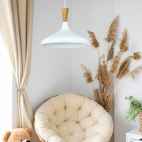 Pendelleuchte Champion Kegel Holz-Kopfteil 35 cm Metall E27 Modern Pendelleuchte