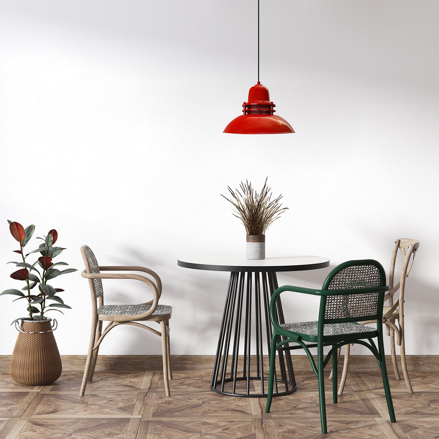 Pendelleuchte Bamyum Hängelampe Rot Metall Ø34 cm E27 Retro Lampe