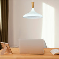 Pendelleuchte Champion Kegel Holz-Kopfteil 35 cm Metall E27 Modern Pendelleuchte