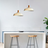 Pendelleuchte Metall Ø41 cm, Weiß innen weiß, E27, Vintage Lampe