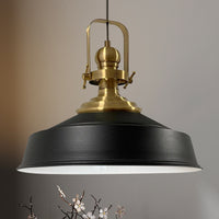 Pendelleuchte Hängelampe Industrial Schwarz Weiß Metall, Ø40cm, E27, Vintage Lampe