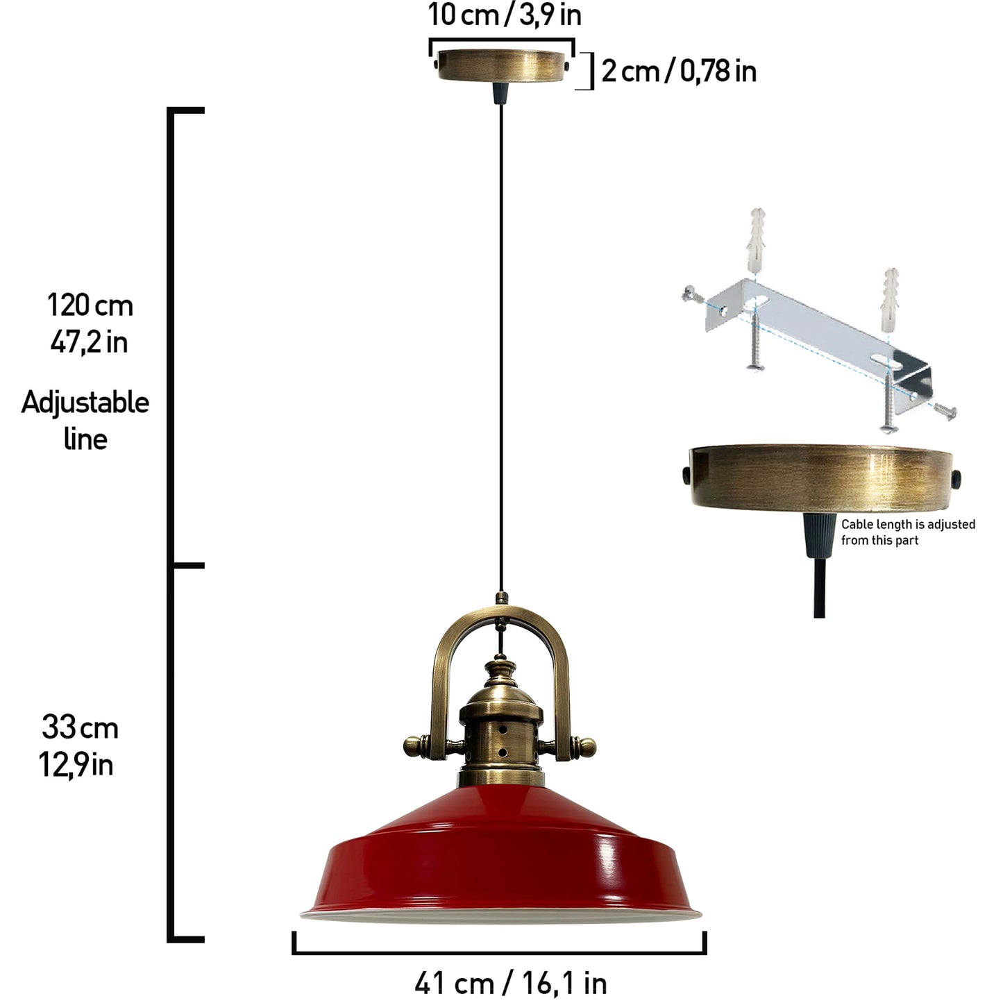 Lampada a sospensione vintage in metallo