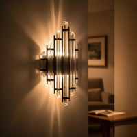 Bamyum Champion Wandleuchte Innen Kristall, Glas Metall