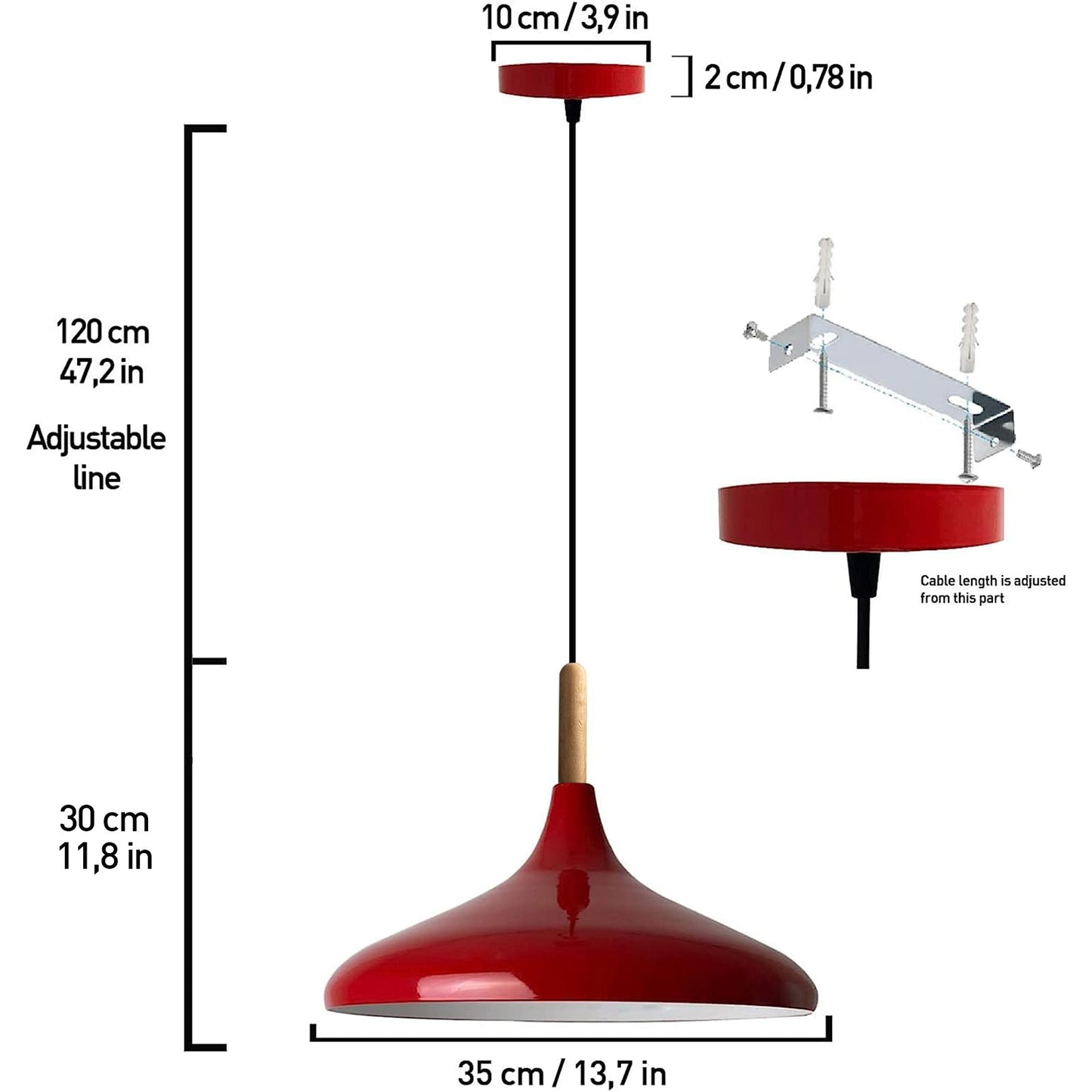 Pendelleuchte Metall Lampe I Champion I Holz Ø35 cm Metall E27 Hängelampe