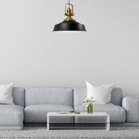 Pendelleuchte Hängelampe Industrial Schwarz Weiß Metall, Ø40cm, E27, Vintage Lampe