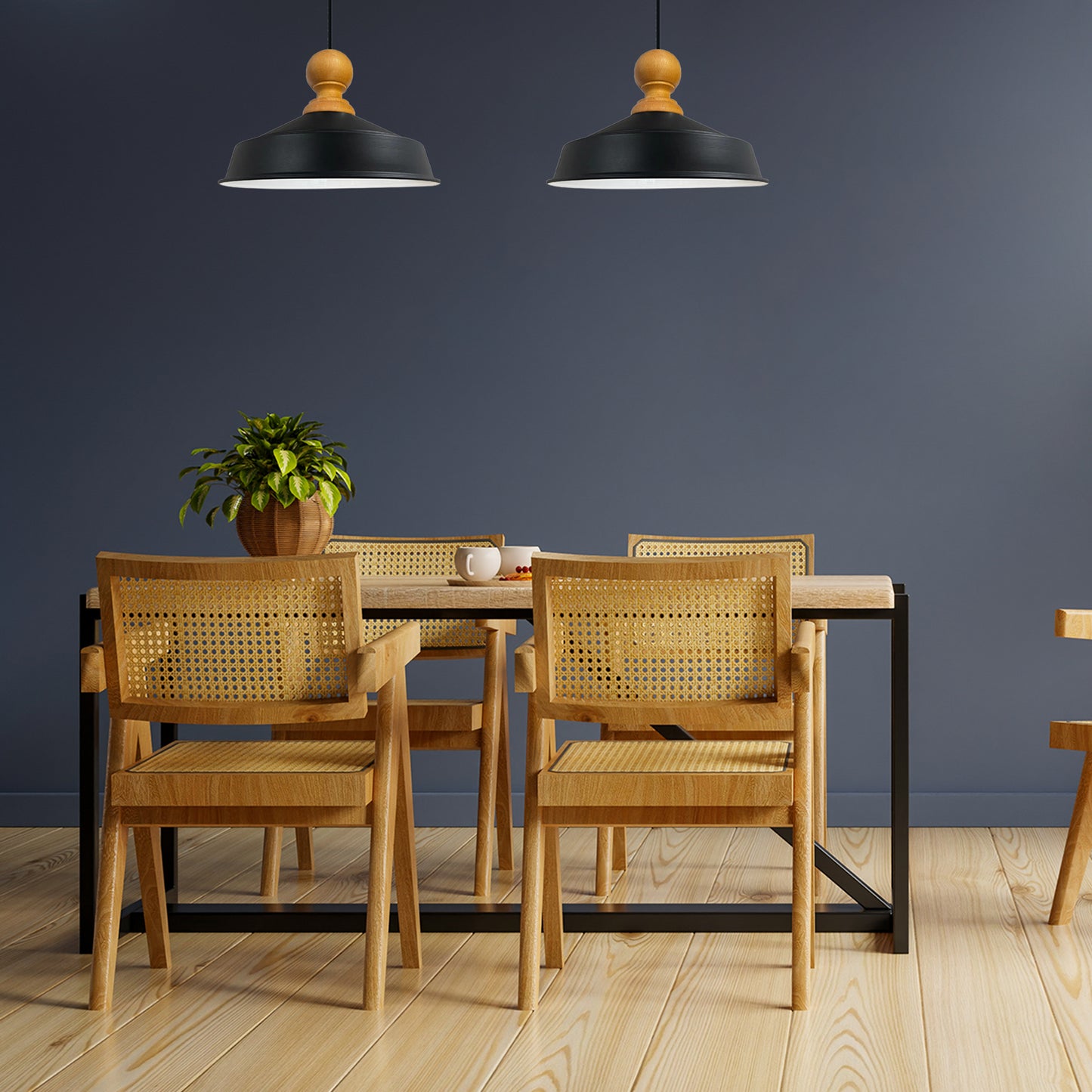 Pendelleuchte Hängelampe Industrial Schwarz Weiß Metall, Ø40cm, E27, Vintage Lampe