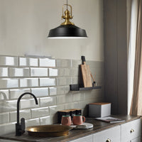 Pendelleuchte Hängelampe Industrial Schwarz Weiß Metall, Ø40cm, E27, Vintage Lampe