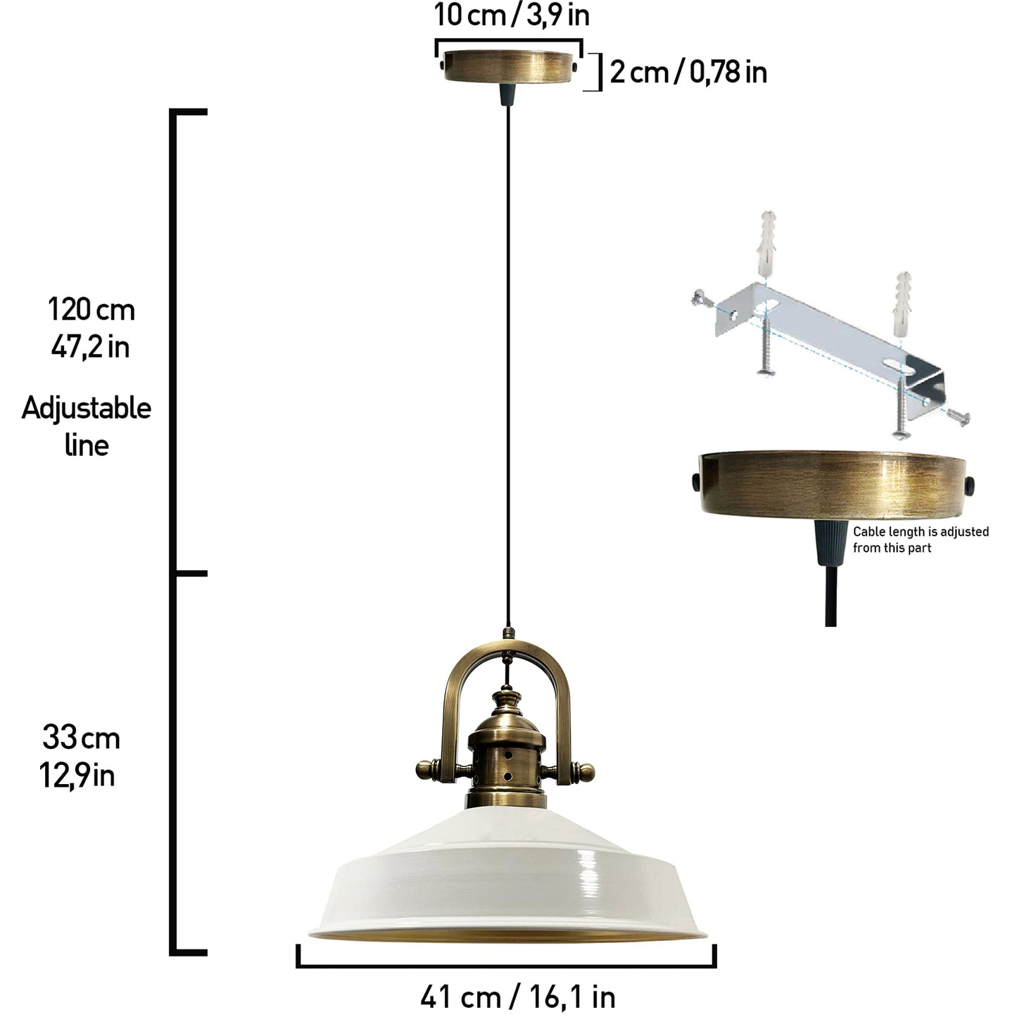 Lampada a sospensione vintage in metallo