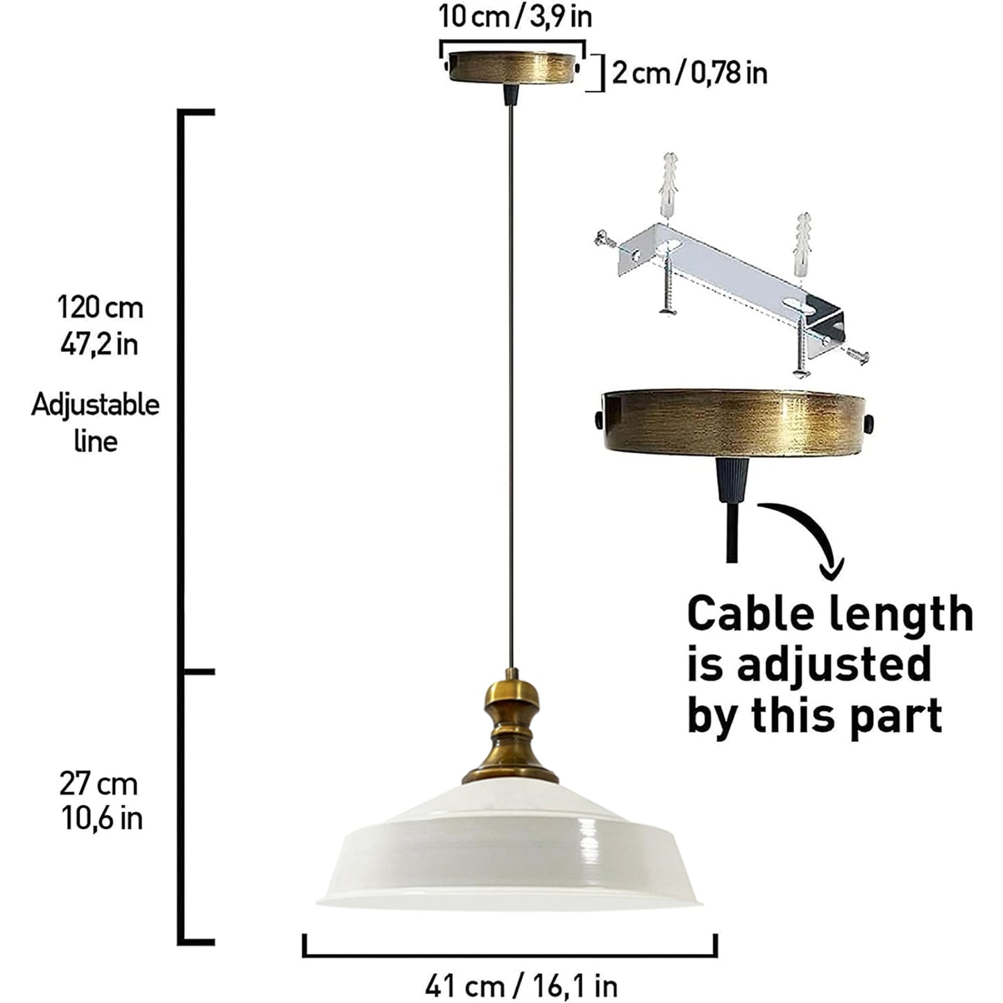 Lampada a sospensione vintage in metallo