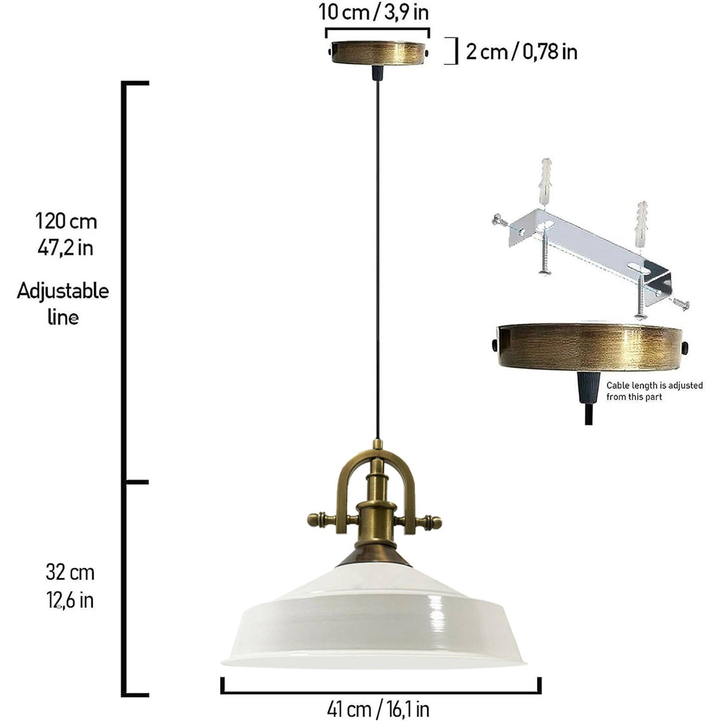 Lampada a sospensione vintage in metallo