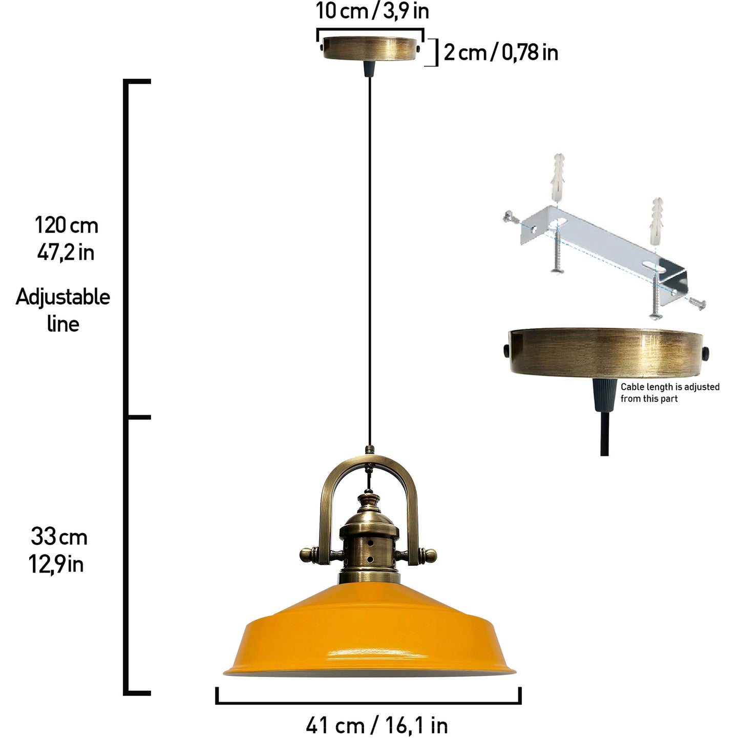 Lampada a sospensione vintage in metallo