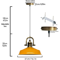 Lampada a sospensione vintage in metallo