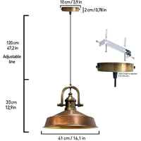 Lampada a sospensione vintage in metallo