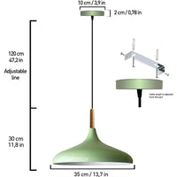 Pendelleuchte Metall Lampe I Champion I Holz Ø35 cm Metall E27 Hängelampe