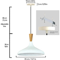 Pendelleuchte Champion Kegel Holz-Kopfteil 35 cm Metall E27 Modern Pendelleuchte