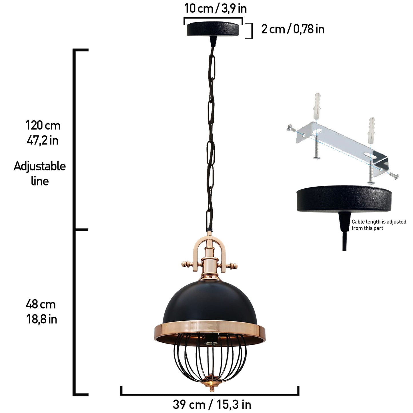 Tavolo da pranzo con lampada a sospensione dipinta a mano scandinavo