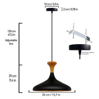 Pendelleuchte Champion Pendelleuchte aus Holz, 35 cm Hängelampe Metall E27