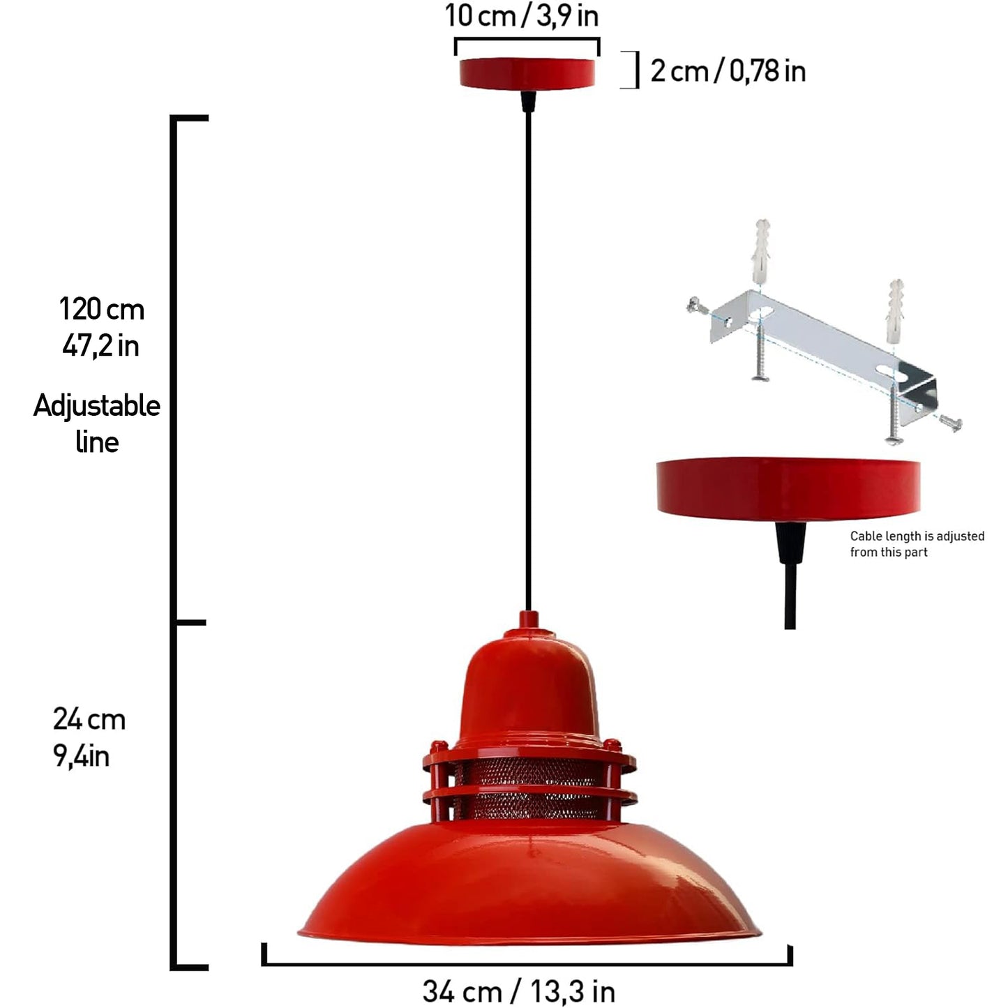 Suspension métal douille E27