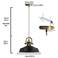 Pendelleuchte Asletl Hängelampe Industrial aus Metall Ø41 cm, Pendelleuchte Esstisch