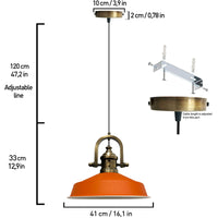 Lampada a sospensione vintage in metallo