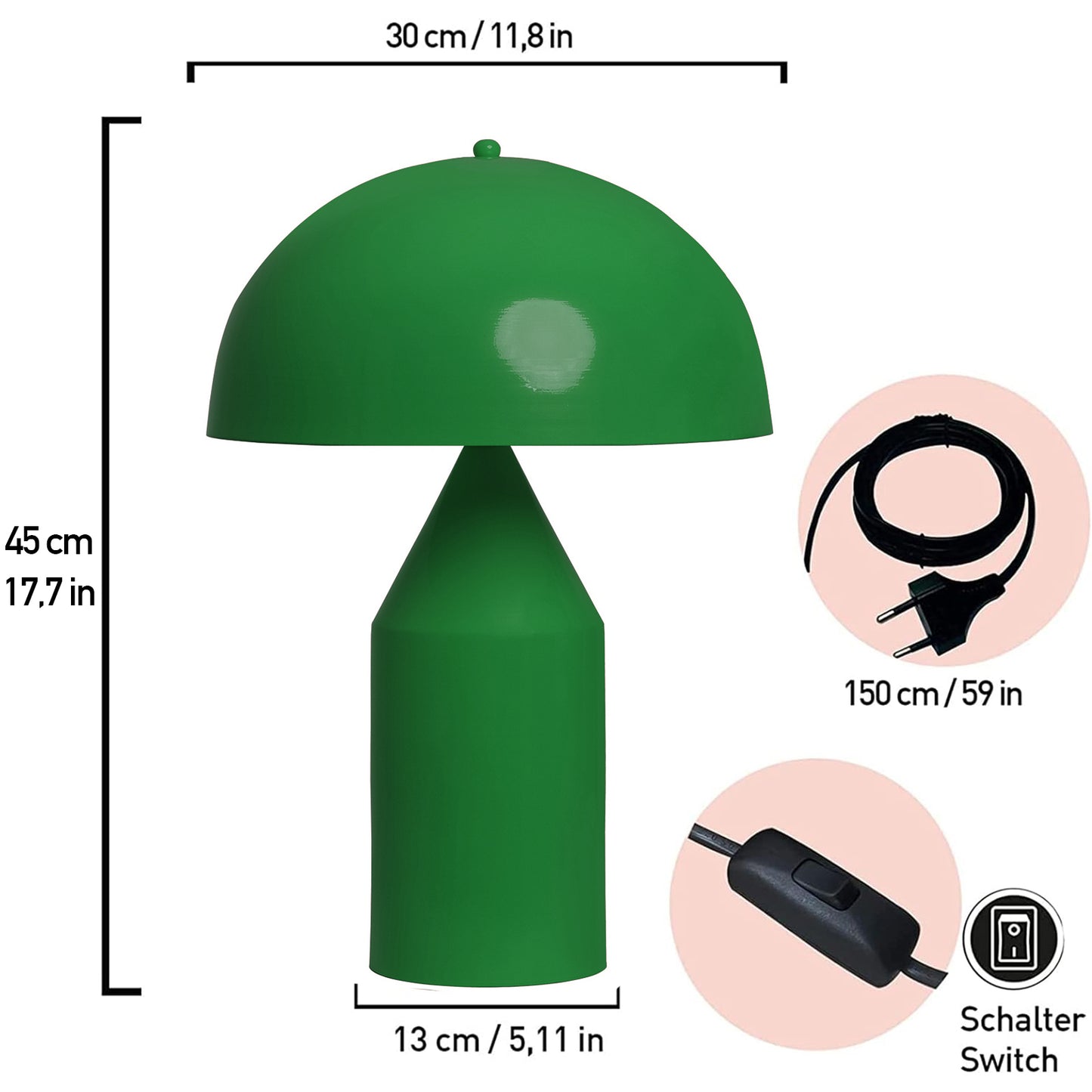 Pilz Tischlampe Metall