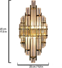 Lampada da parete per interni in metallo e vetro